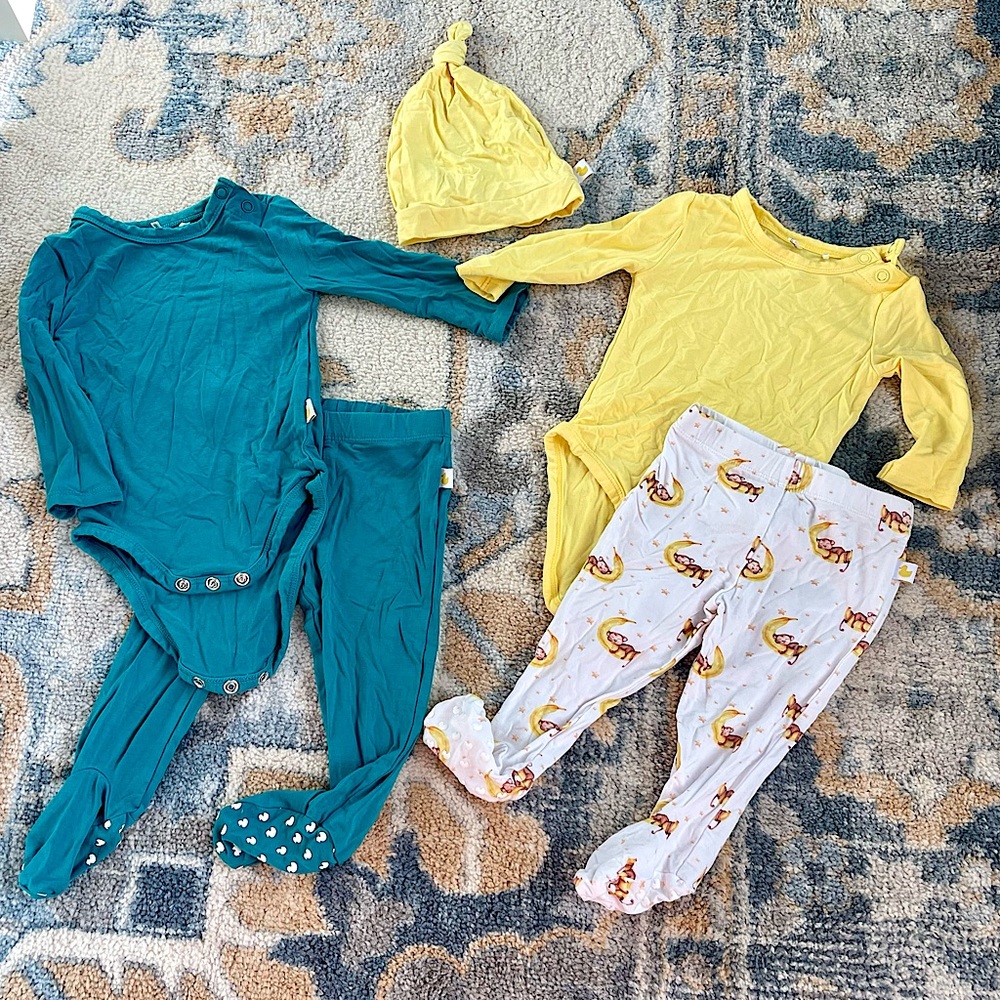 Posh peanut long sleeve body suit and footie leggings size 0/3montha